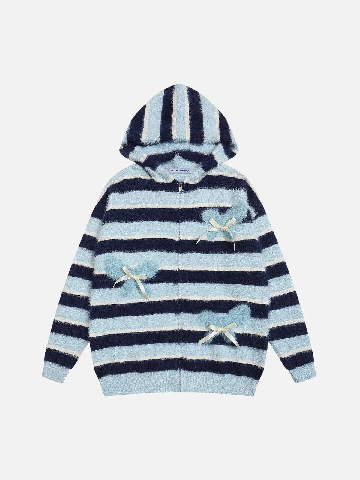 Aelfric Eden Bow Stripe Knit Zip Up Hoodie