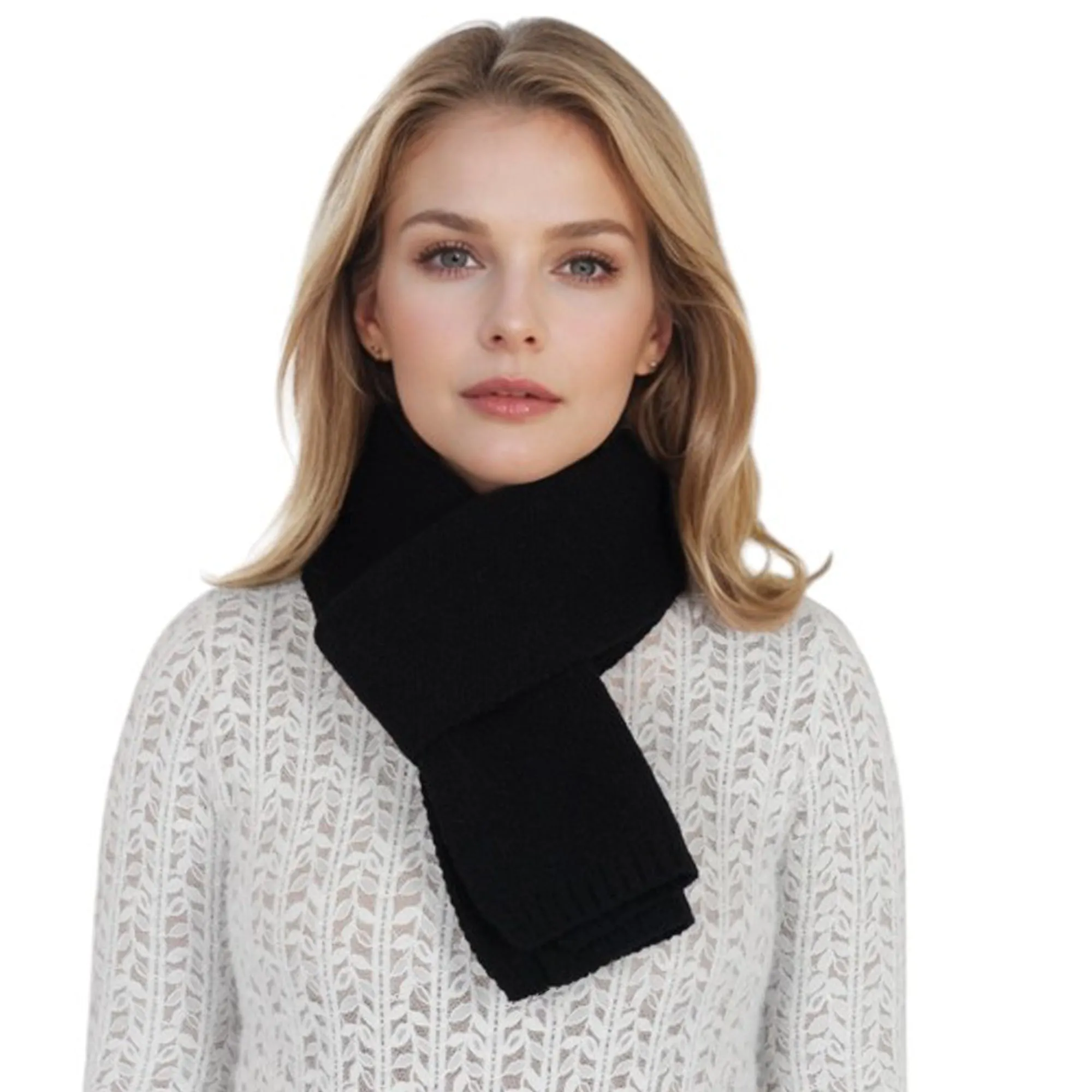 Anna-Kaci Solid Color Knitted Scarf Winter Neck Warm Wrap Stylish Cold Weather Accessory for Women