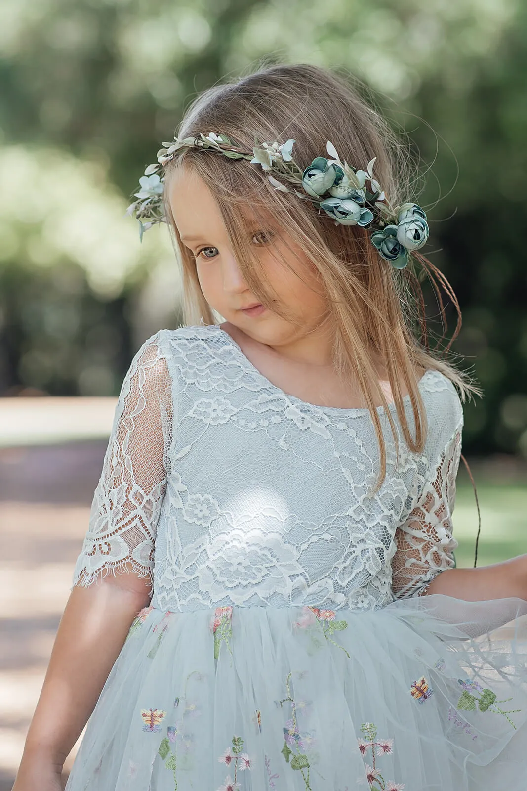 Baby Enchanted Dress - Embroidered Sky Blue Lace