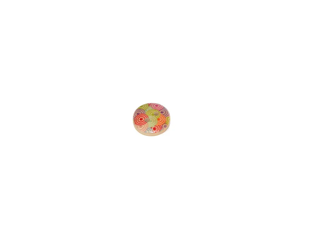 Beige Multicolour Circular Printed 2 Hole Wooden Buttons