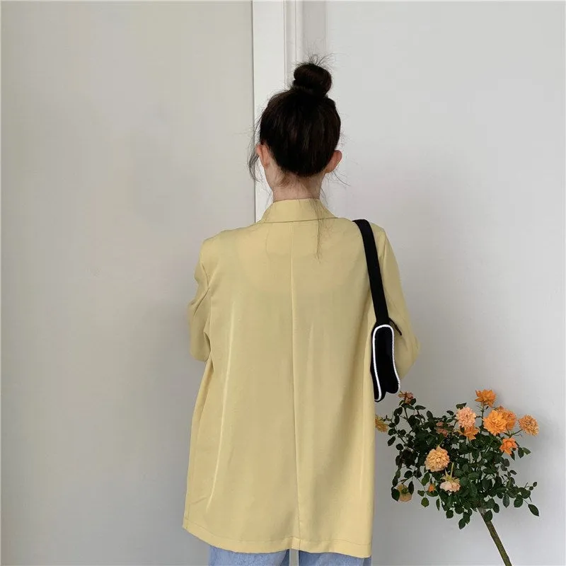 Blazer Women Summer Korean Casual All-Matching Thin Elegant Loose Three-Quarter Length Sleeves Popular Suit Outerwear