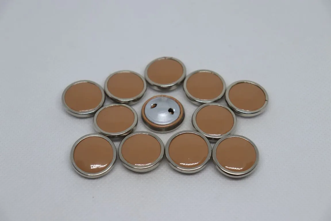 Brown Circular Metal Ring Plain Coat Button