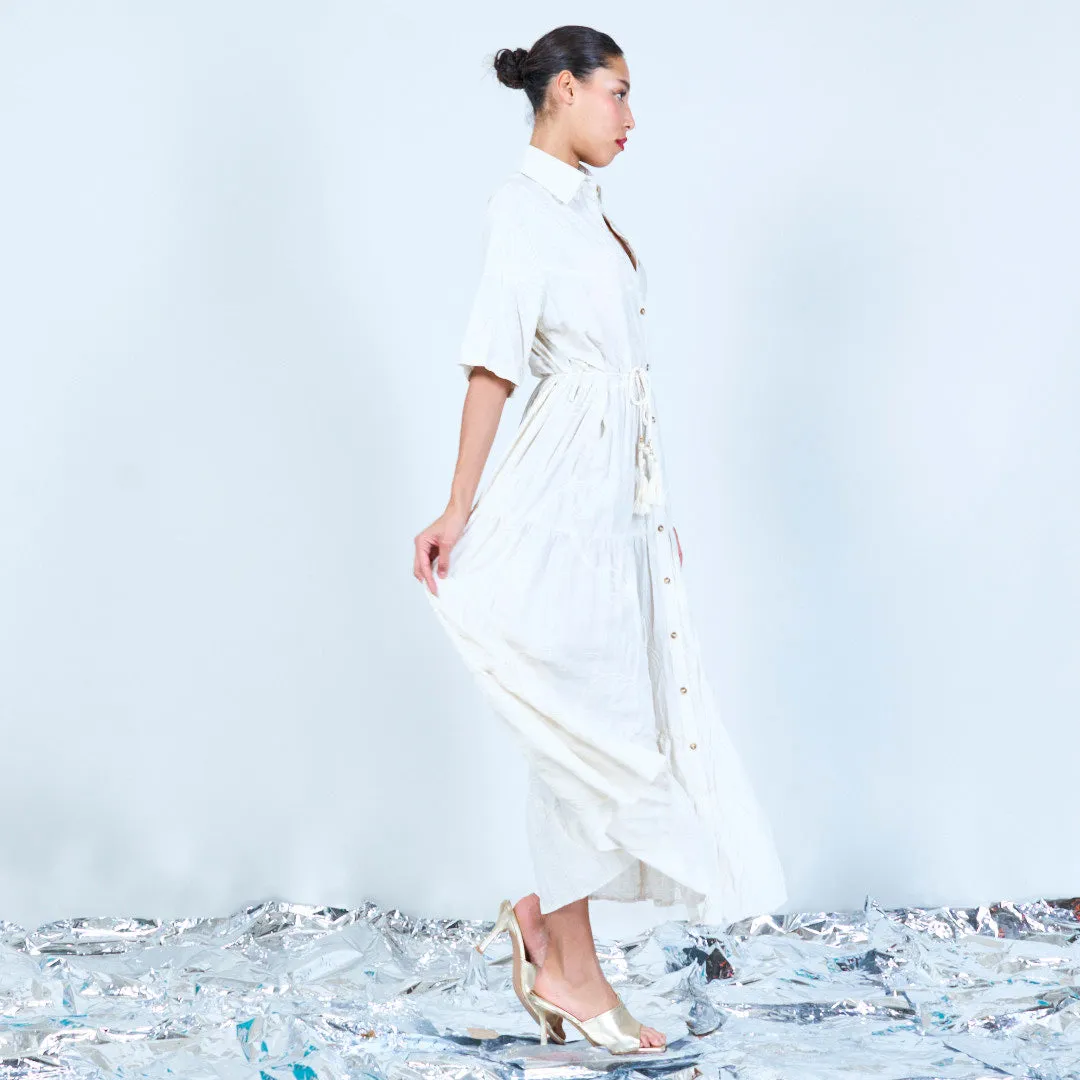 Button-up embroidered maxi dress wholesale