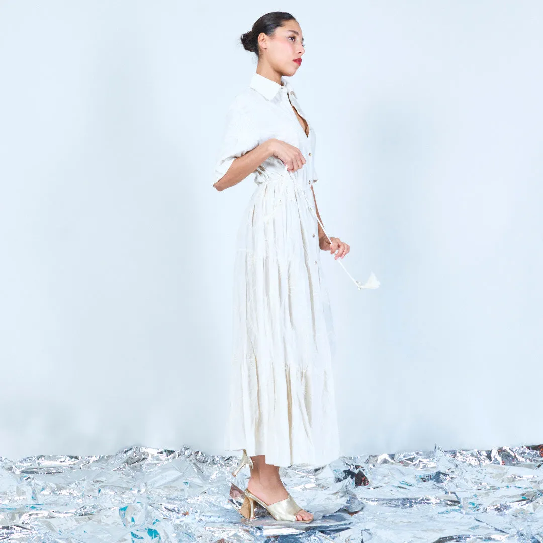 Button-up embroidered maxi dress wholesale