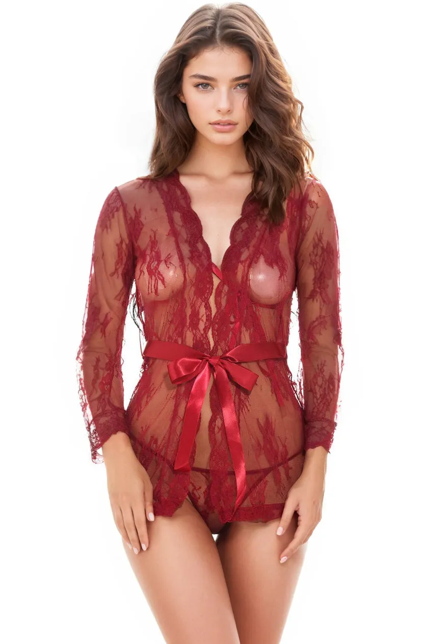 Delicate Lace Short Robe