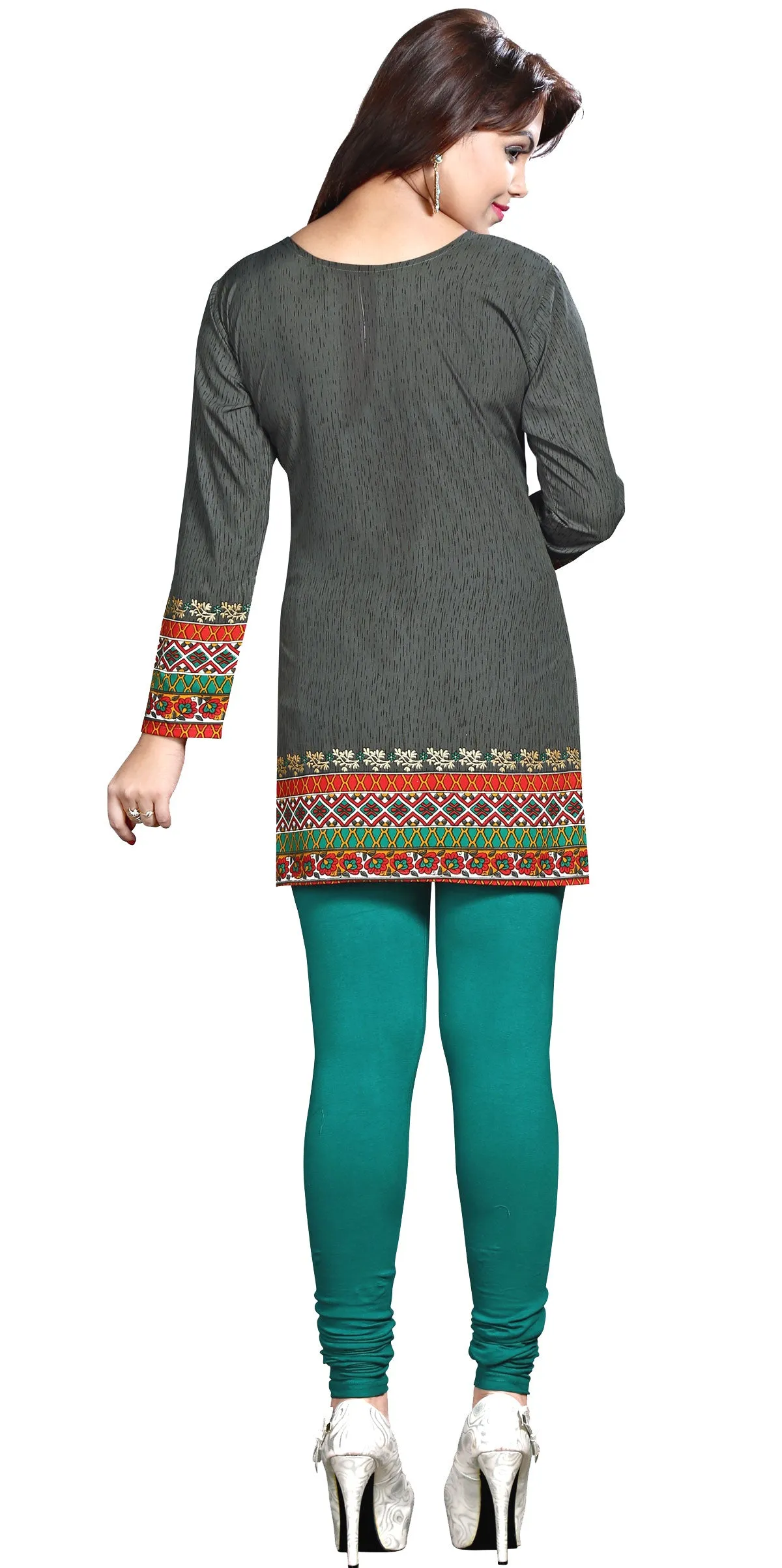 Elegant Grey Indian Kurti Tops – Stylish Short Kurti for Women