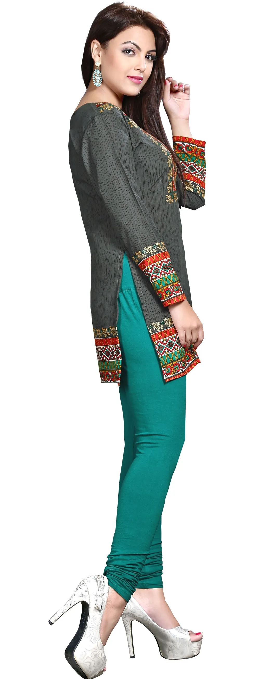 Elegant Grey Indian Kurti Tops – Stylish Short Kurti for Women
