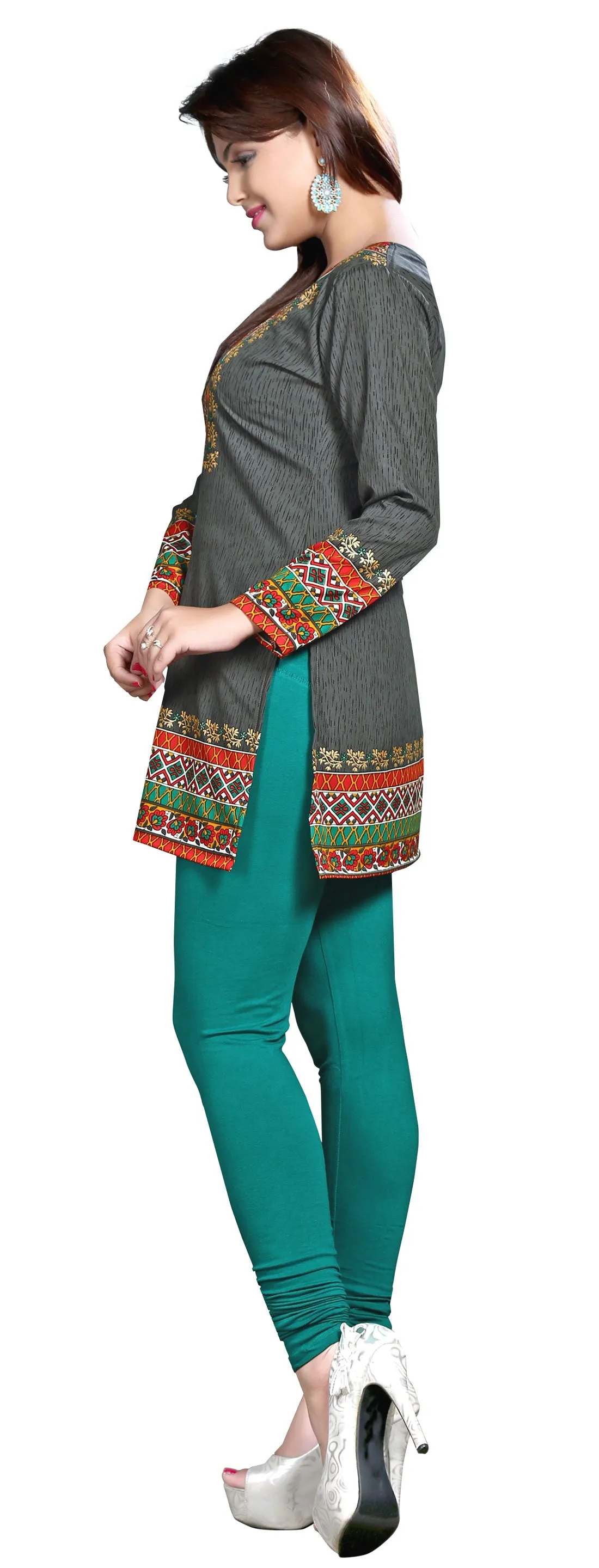 Elegant Grey Indian Kurti Tops – Stylish Short Kurti for Women