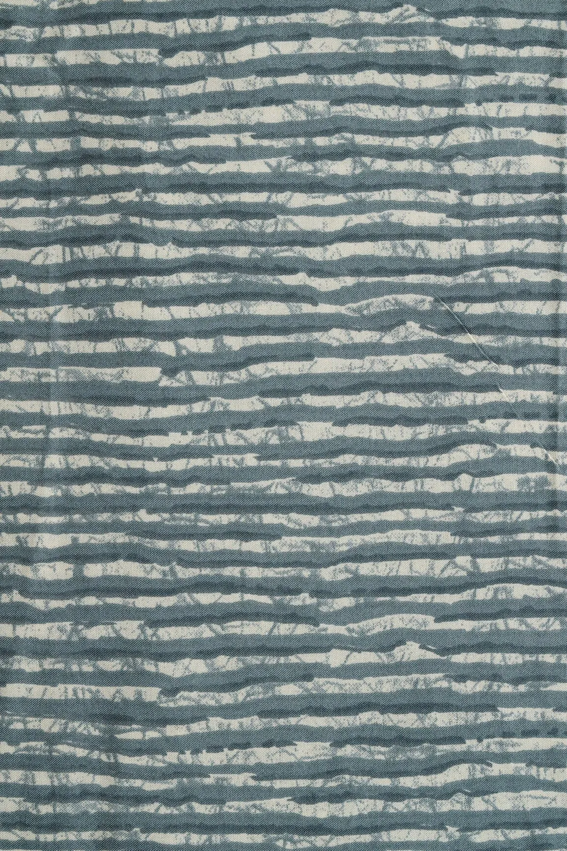 Grey And Cream Stripes Print On Pure Rayon Fabric