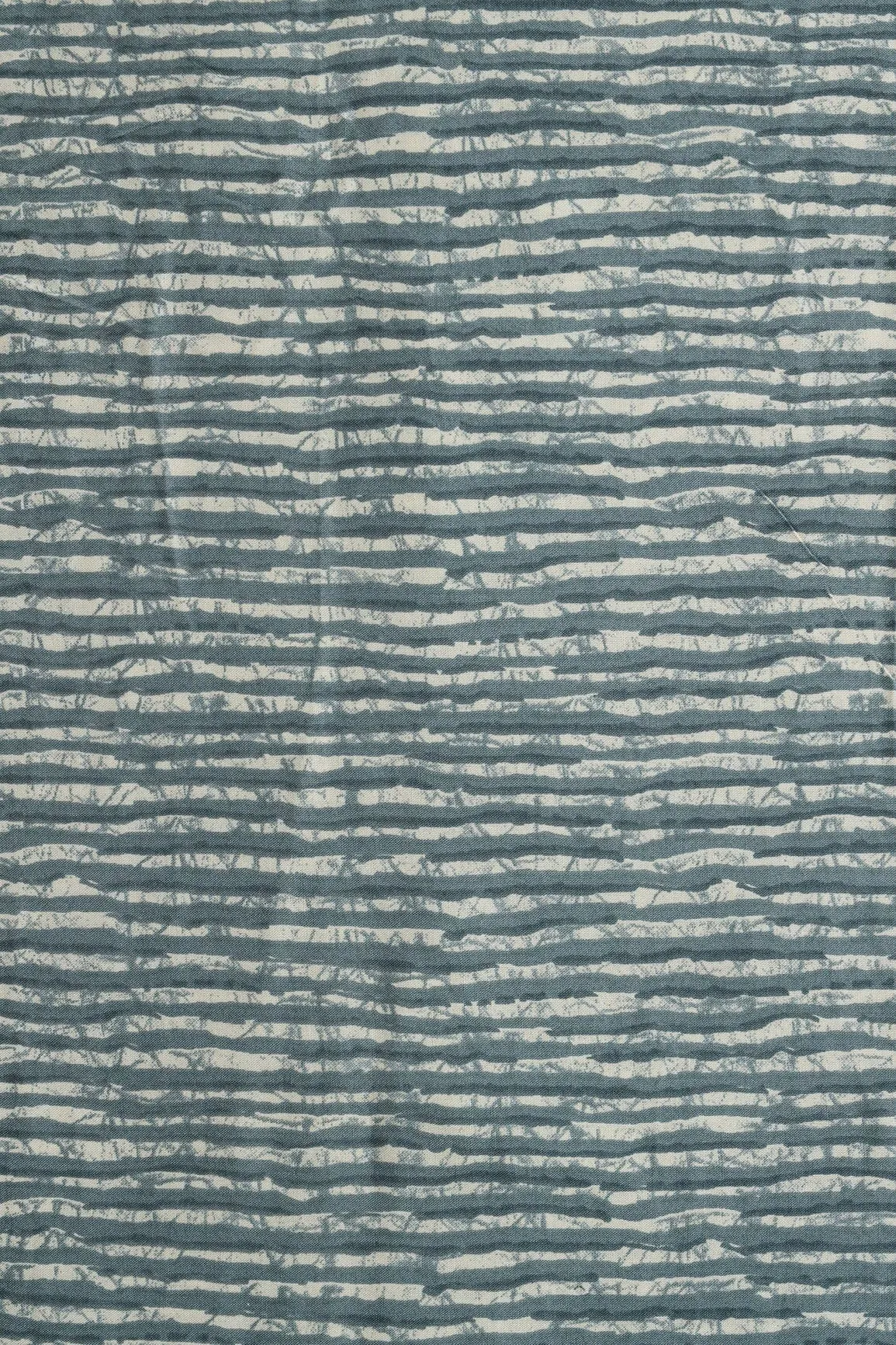 Grey And Cream Stripes Print On Pure Rayon Fabric