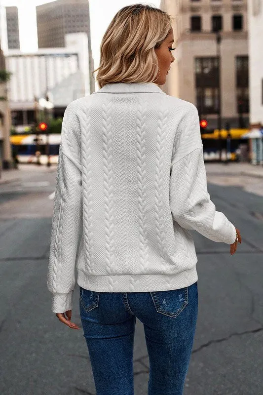 Half Zip Up Twisted Style Sweatshirt