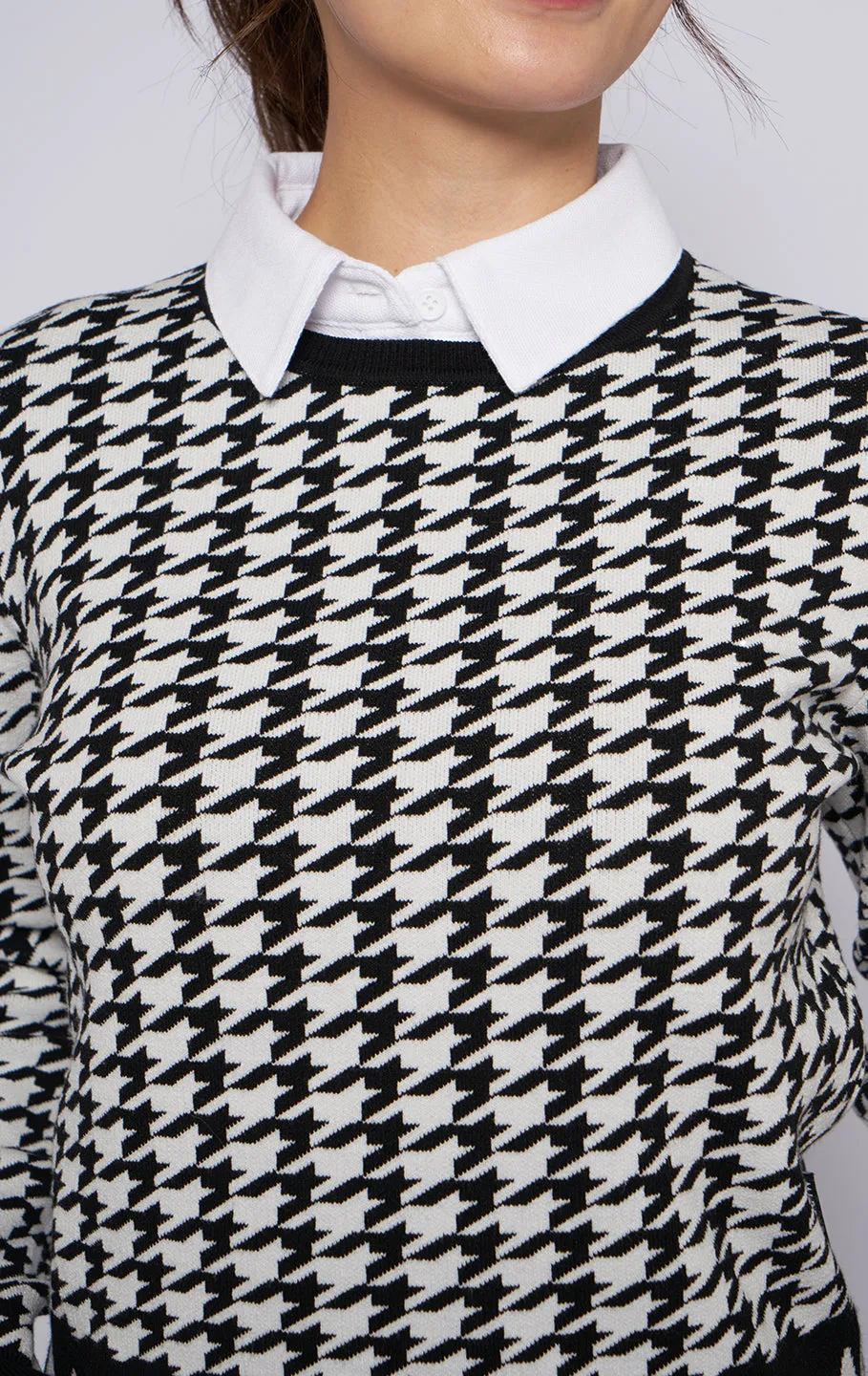 Houndtooth knit tops