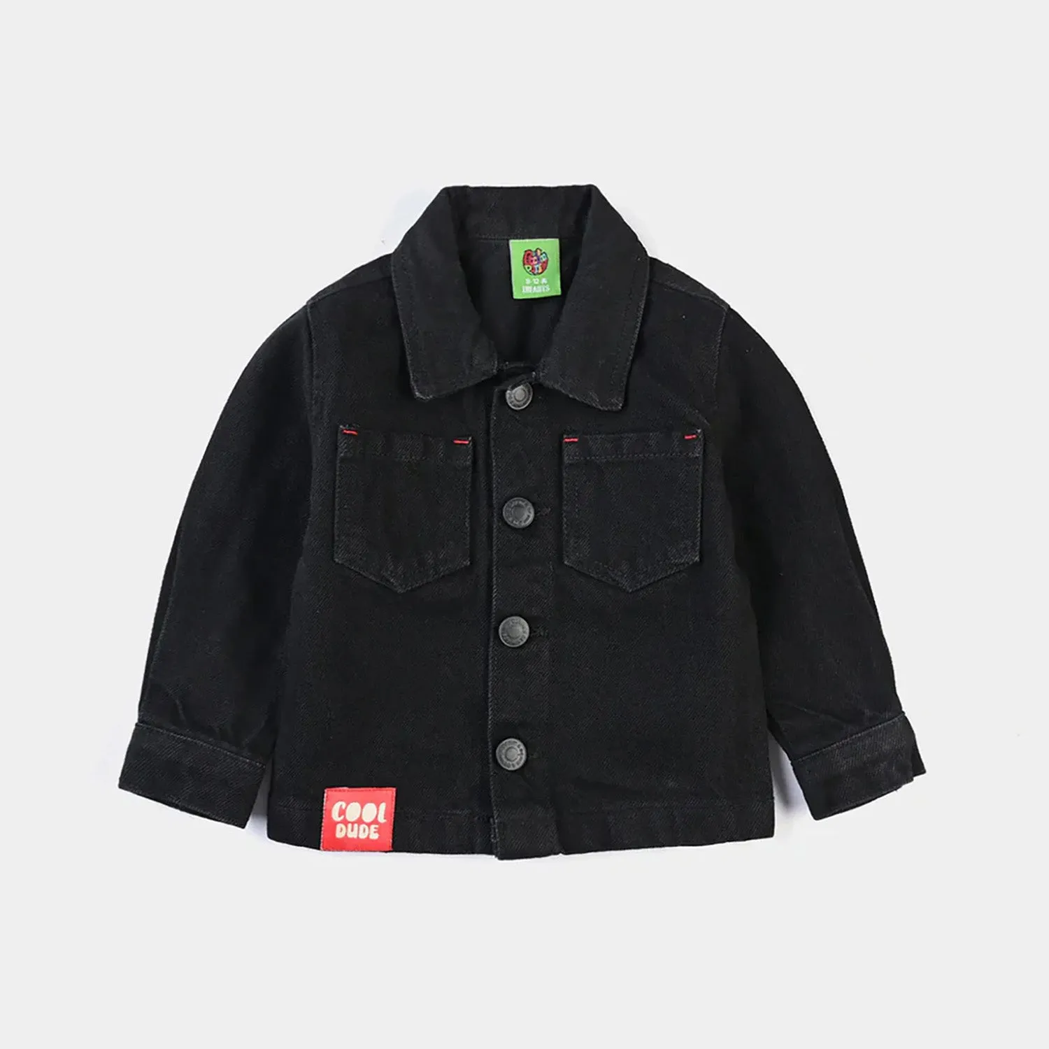 Infant Boys Denim rigid Woven Jacket Smart Bear-BLACK