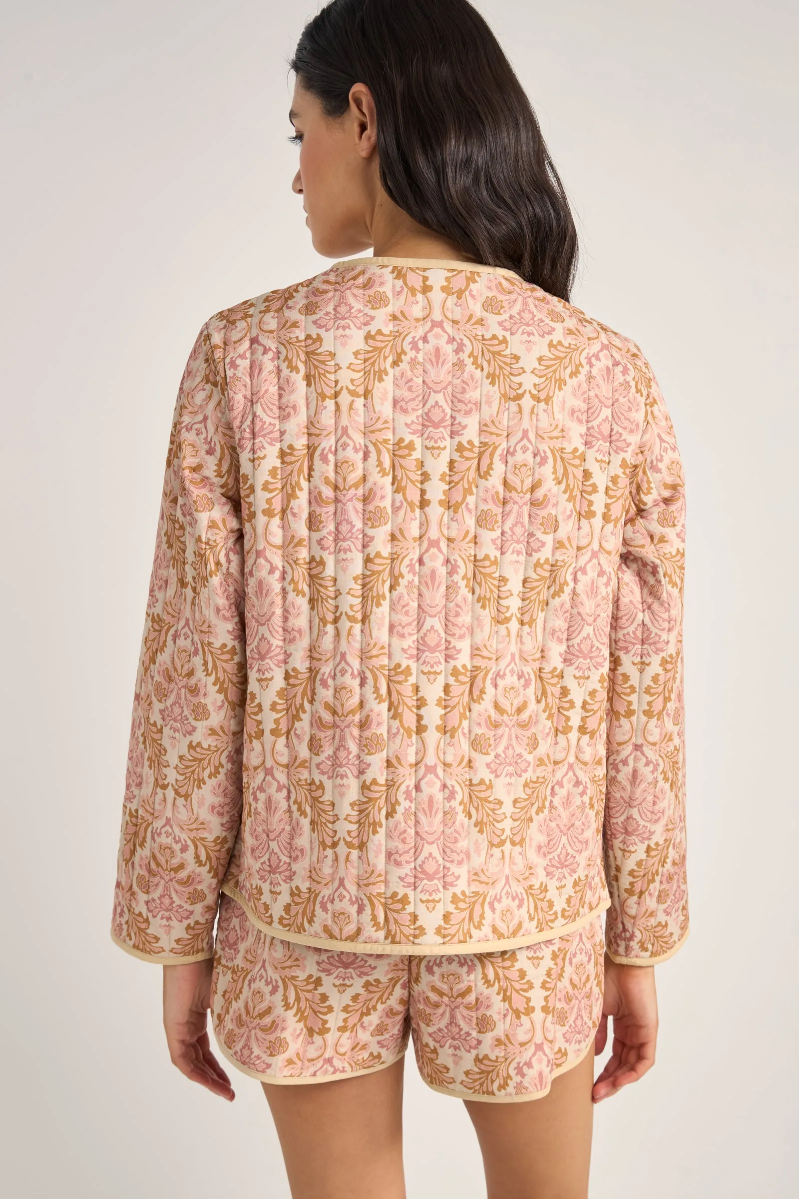 Jane Paisley Quilted Jacket Rose