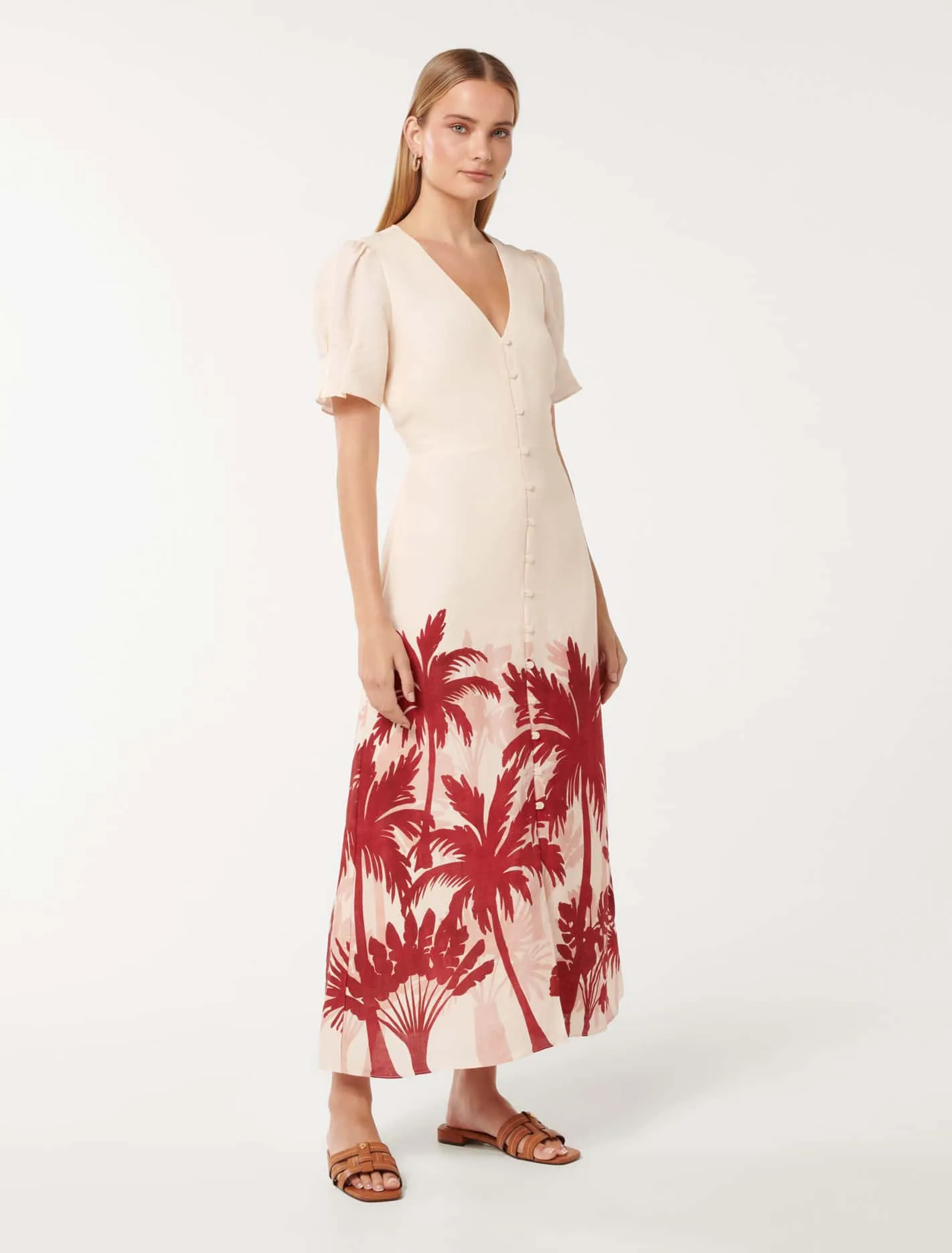 Jaz Printed Linen Midi Dress