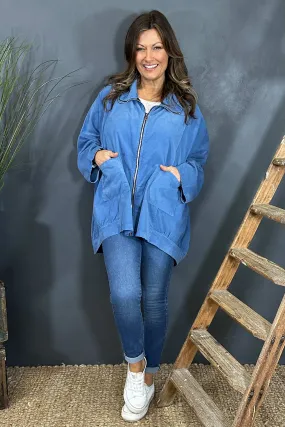 Joni Zip Up Cord Jacket Blue