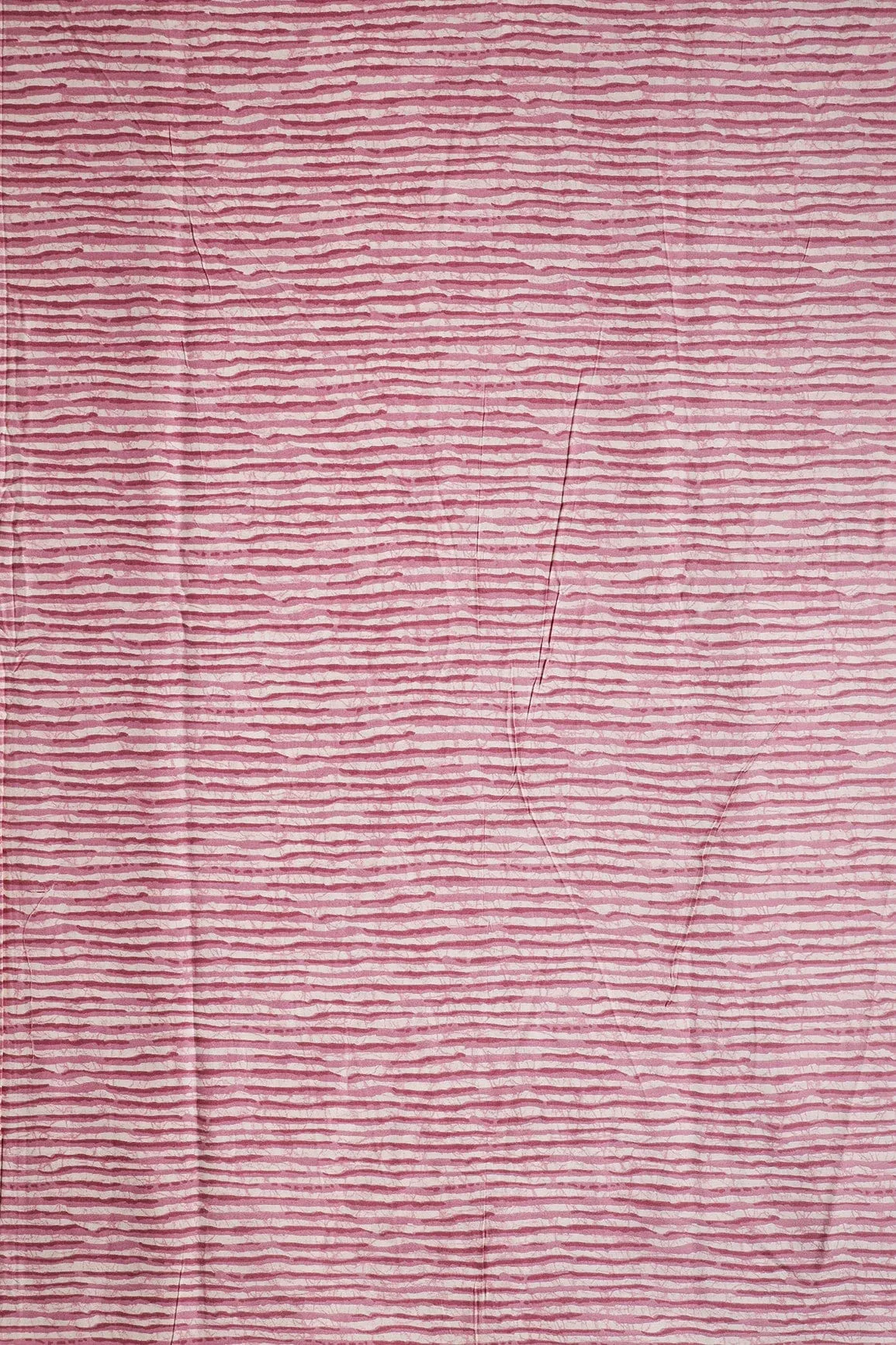 Lavender Pink And Cream Stripes Print On Pure Rayon Fabric