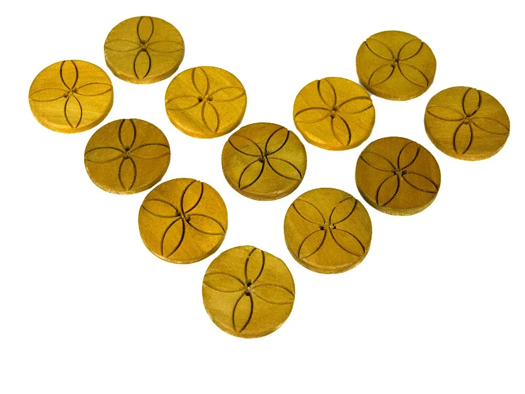 Light Yellow Floral 2 Hole Wooden Buttons