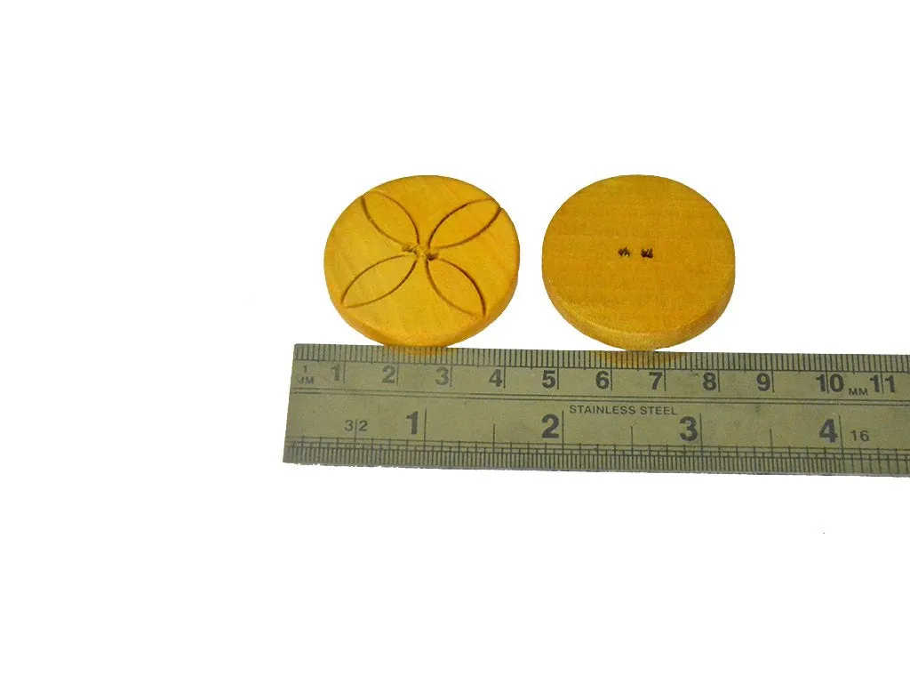 Light Yellow Floral 2 Hole Wooden Buttons
