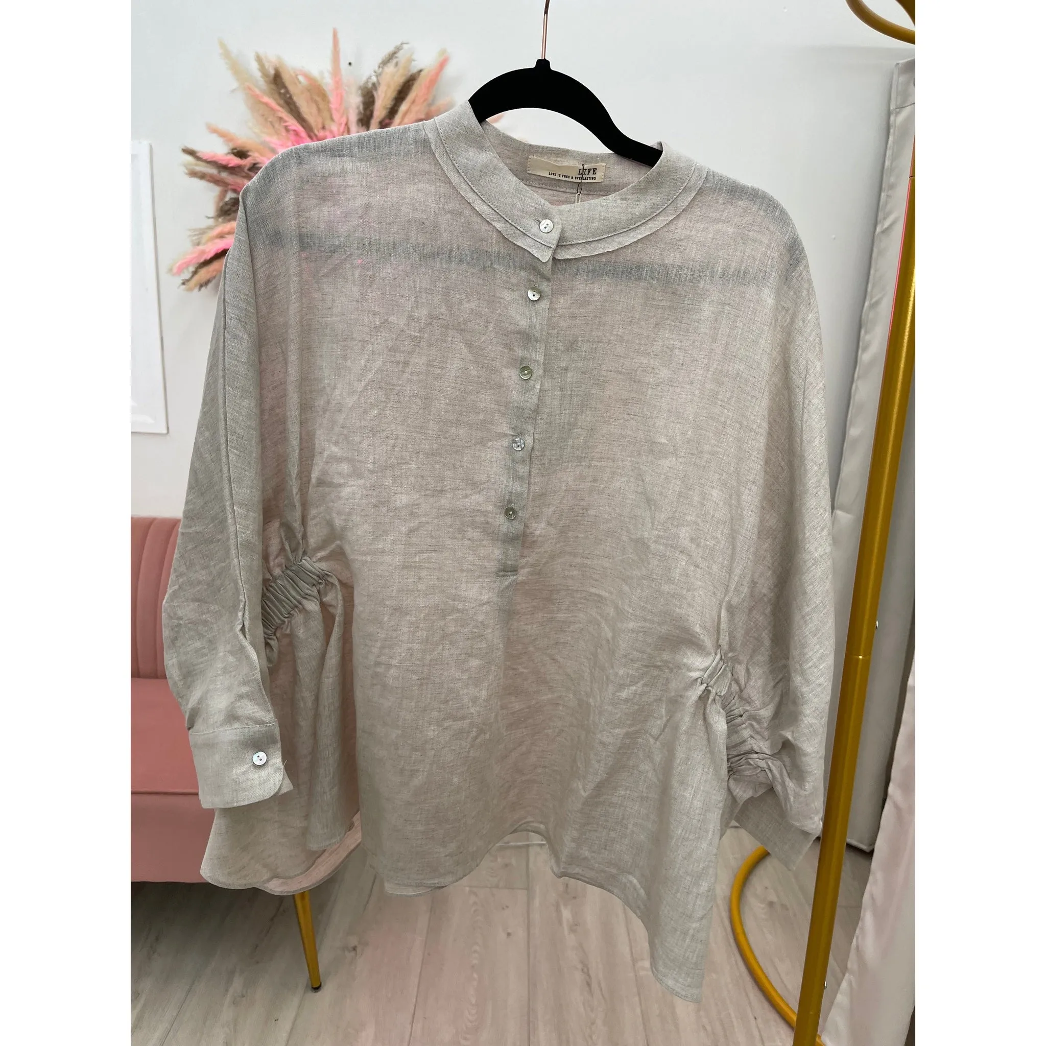 Linen Detail Top O/S