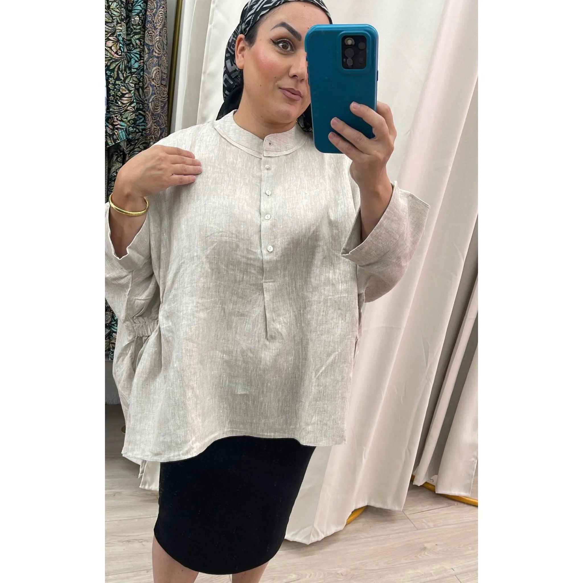 Linen Detail Top O/S