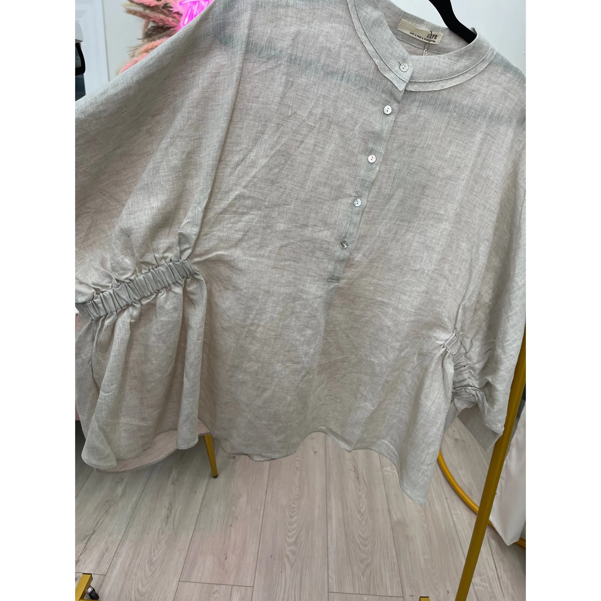 Linen Detail Top O/S