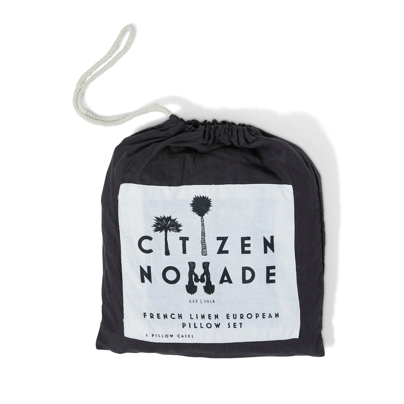 LINEN EUROPEAN PILLOW SET CHARCOAL