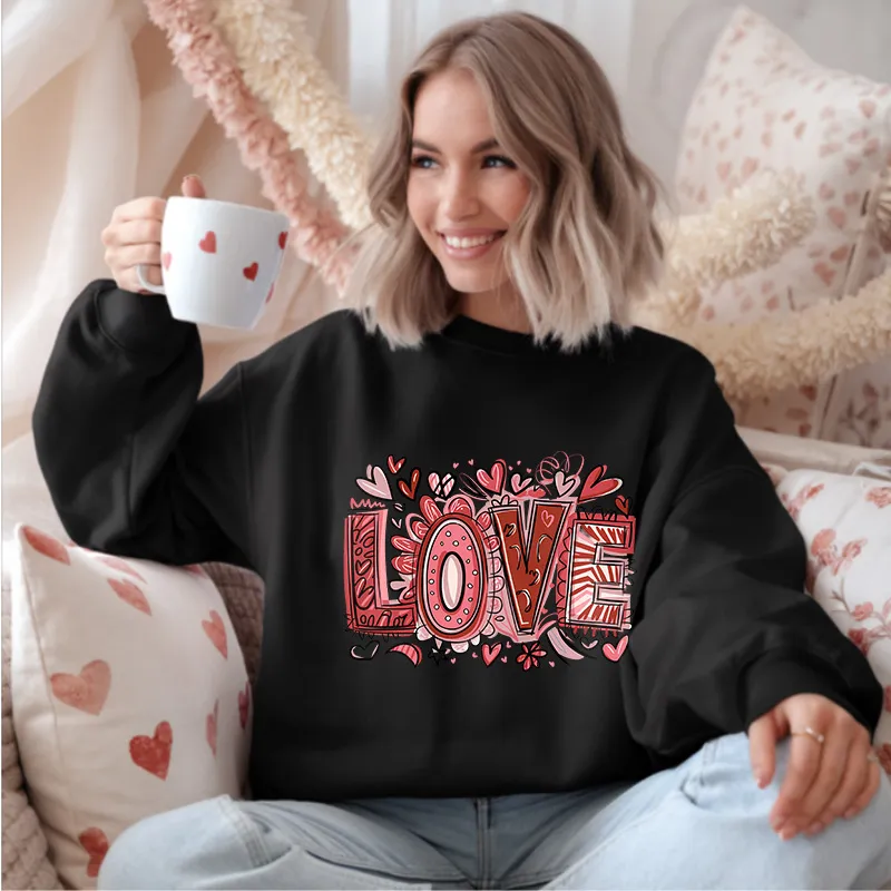LOVE  Hearts Retro | Women Valentine Sweatshirt