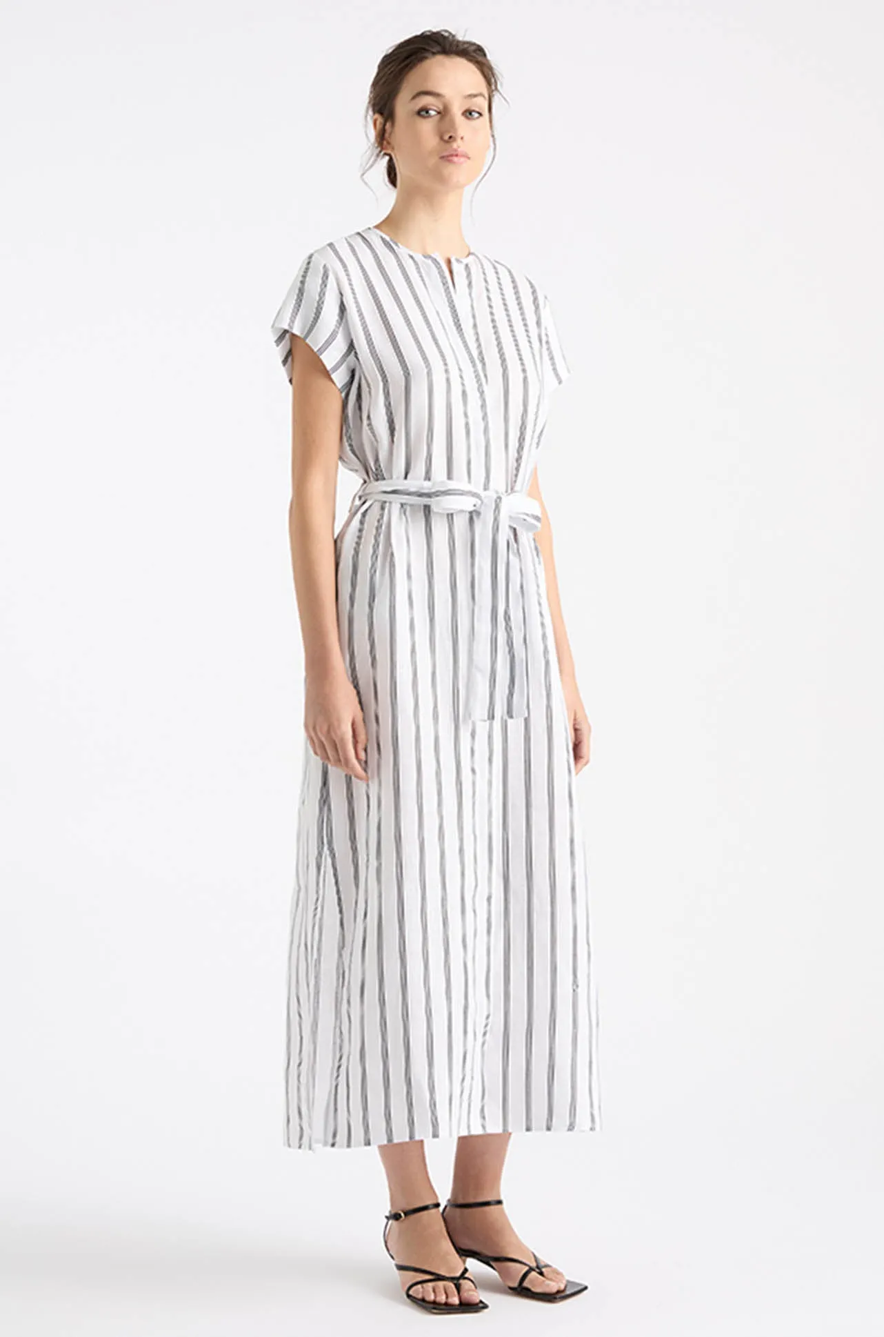 Mela Purdie - Shell Dress in Trio Stripe Print Linen