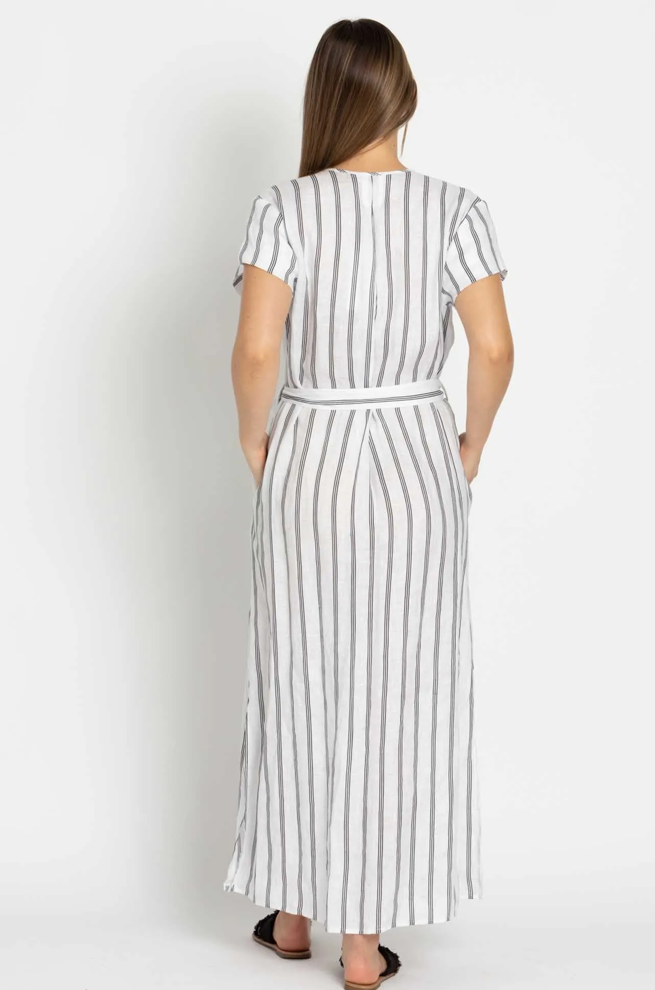 Mela Purdie - Shell Dress in Trio Stripe Print Linen