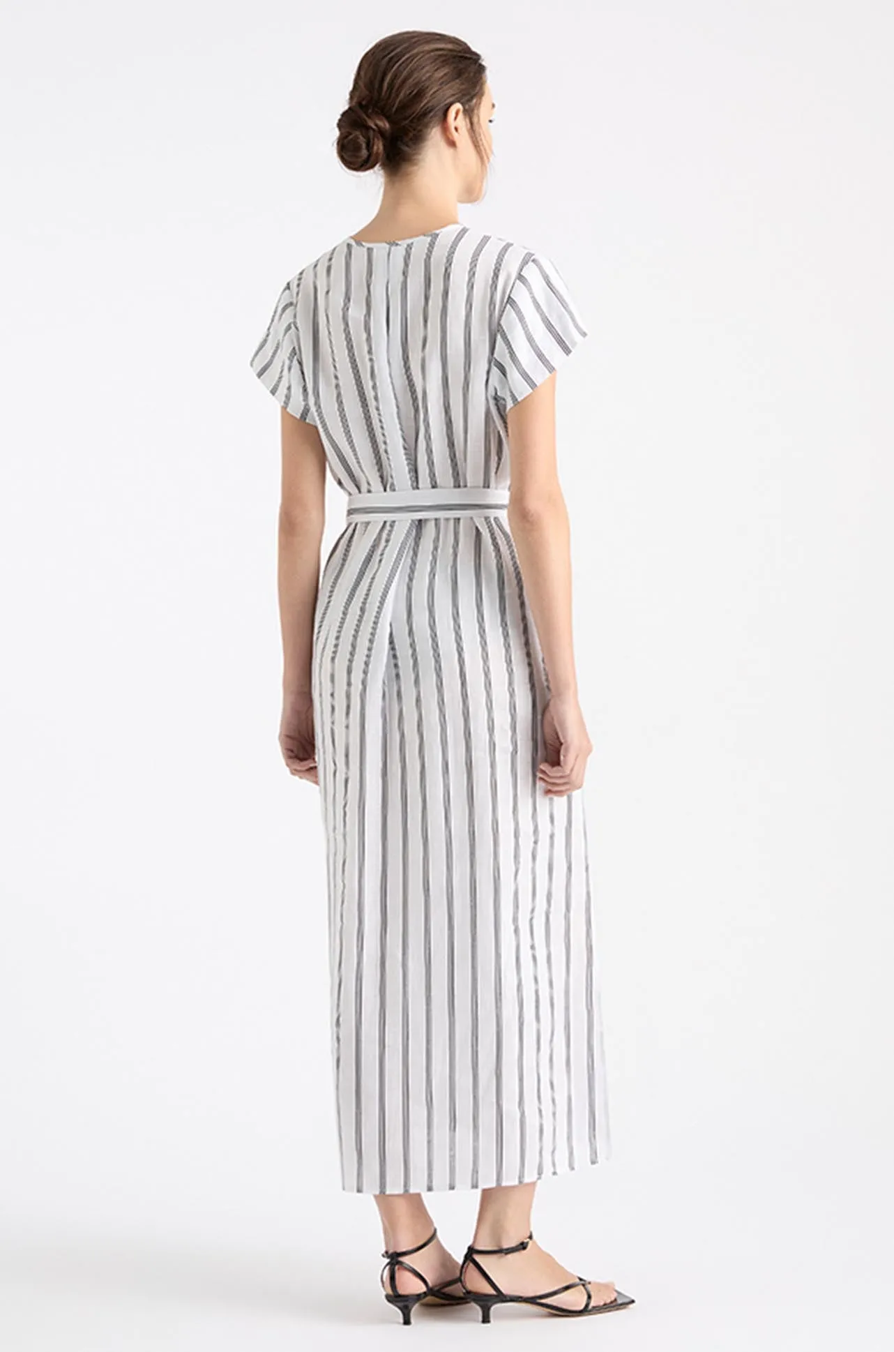 Mela Purdie - Shell Dress in Trio Stripe Print Linen