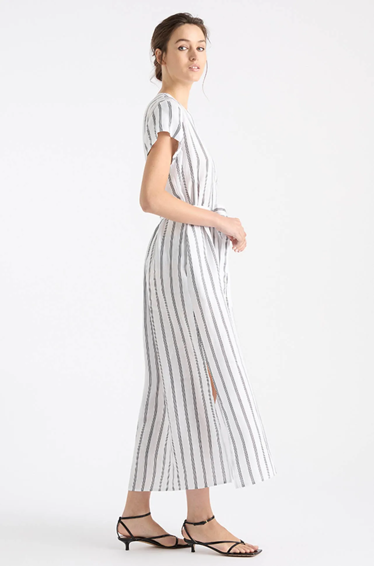 Mela Purdie - Shell Dress in Trio Stripe Print Linen