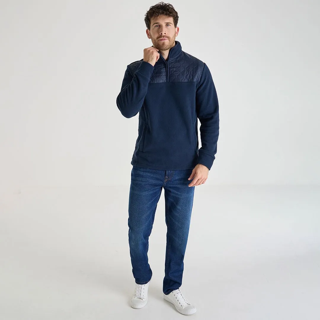 Mens 1/4 Zip Quilted Fleece