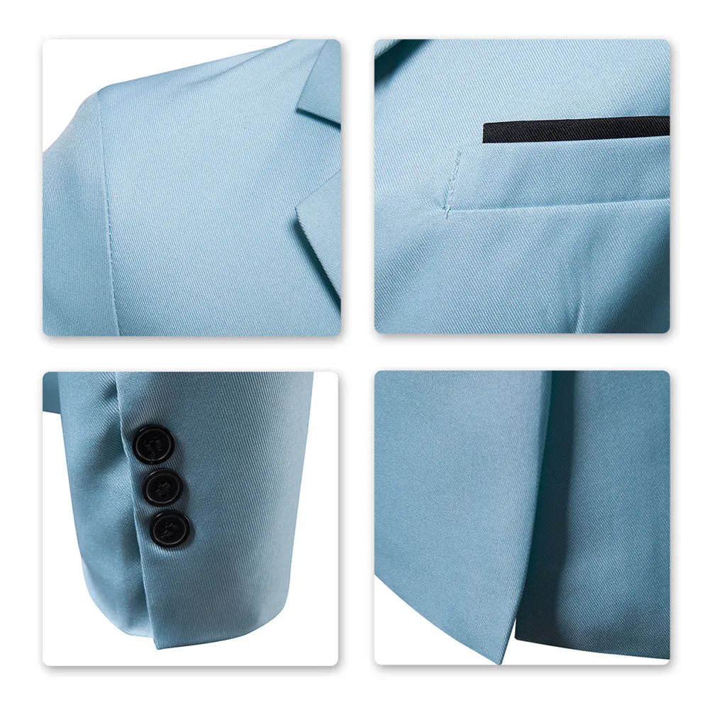 Men's Casual Slim Fit Jacket Daily Blazer Coat Tops Light Blue