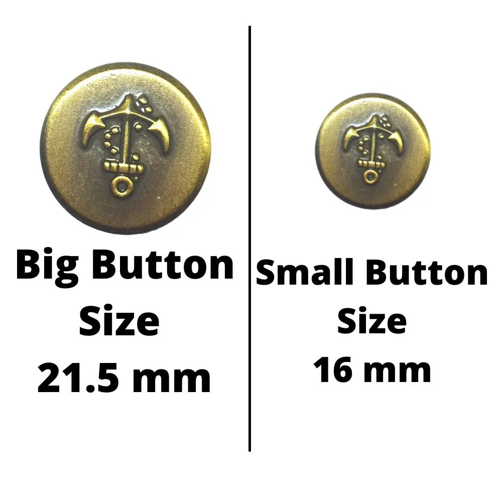 Metallic Golden Anchor Designer Metal Suit Buttons