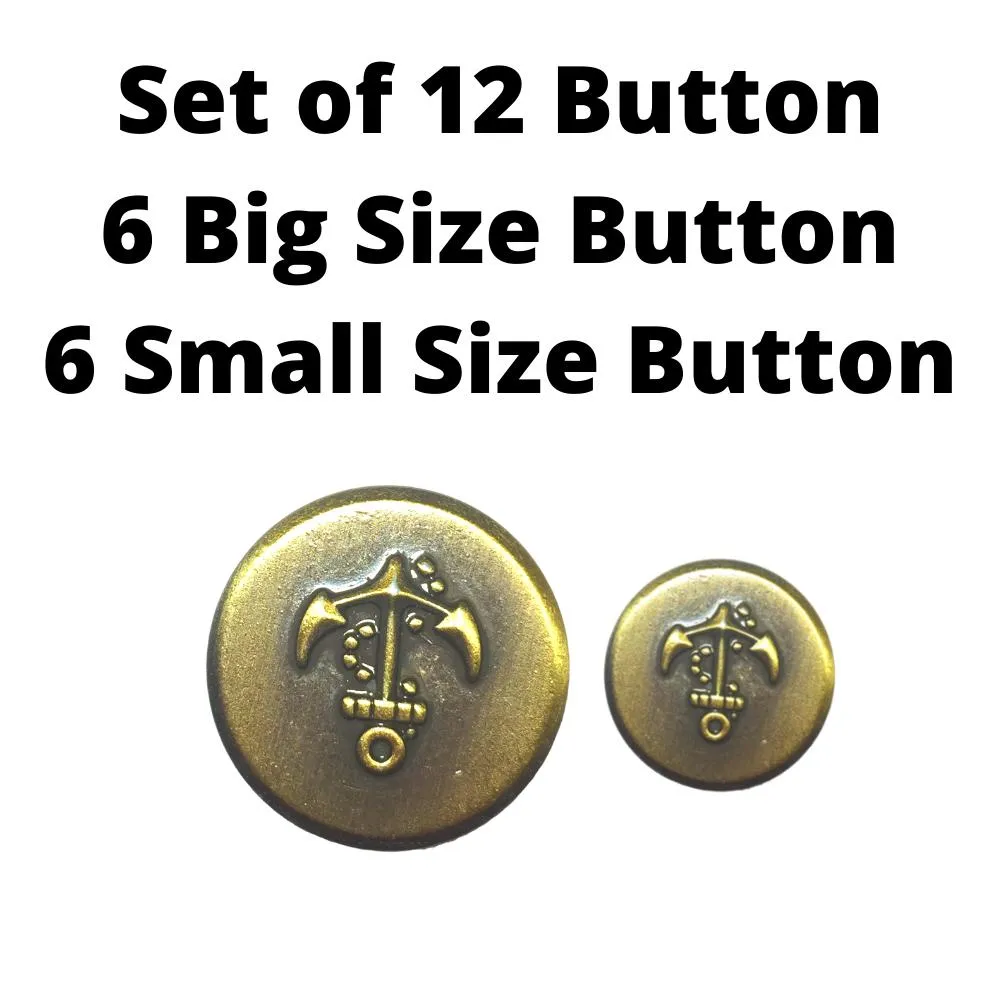 Metallic Golden Anchor Designer Metal Suit Buttons