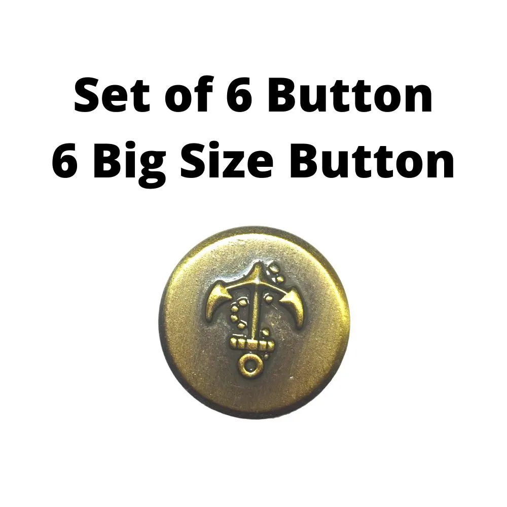 Metallic Golden Anchor Designer Metal Suit Buttons