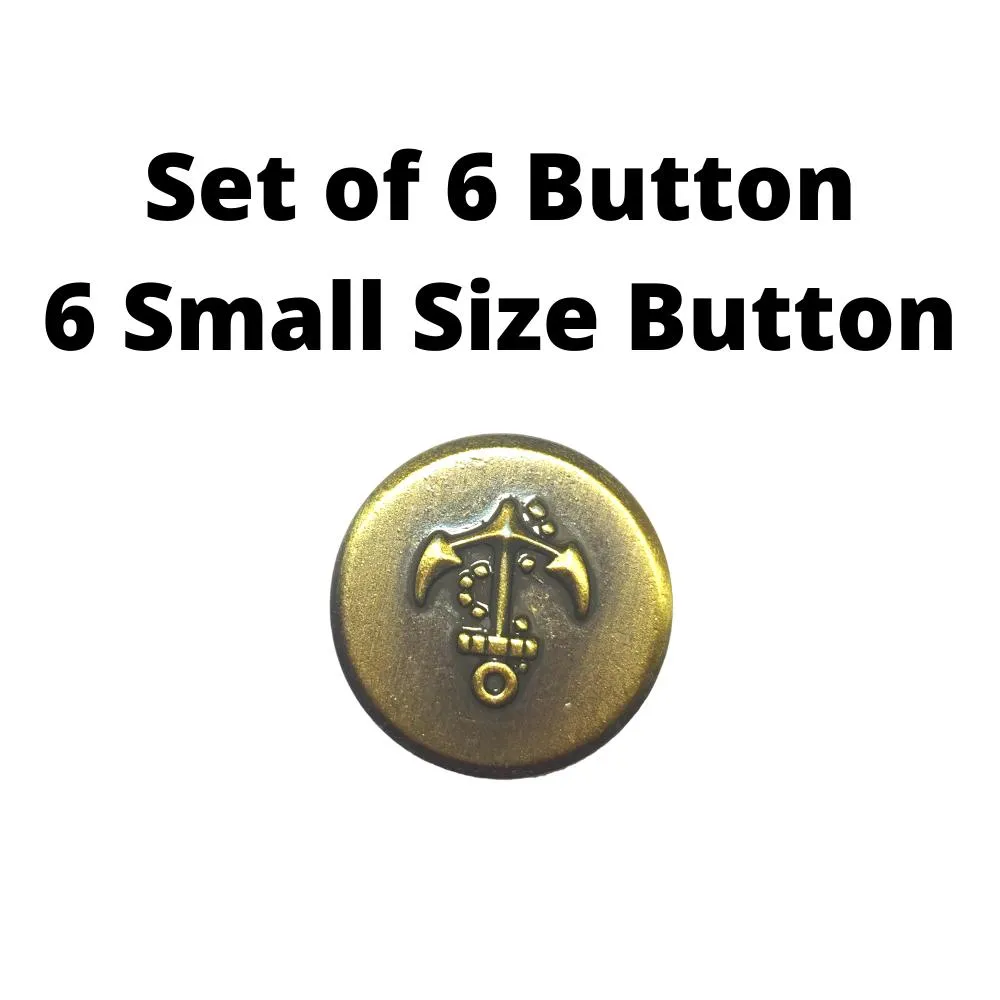 Metallic Golden Anchor Designer Metal Suit Buttons