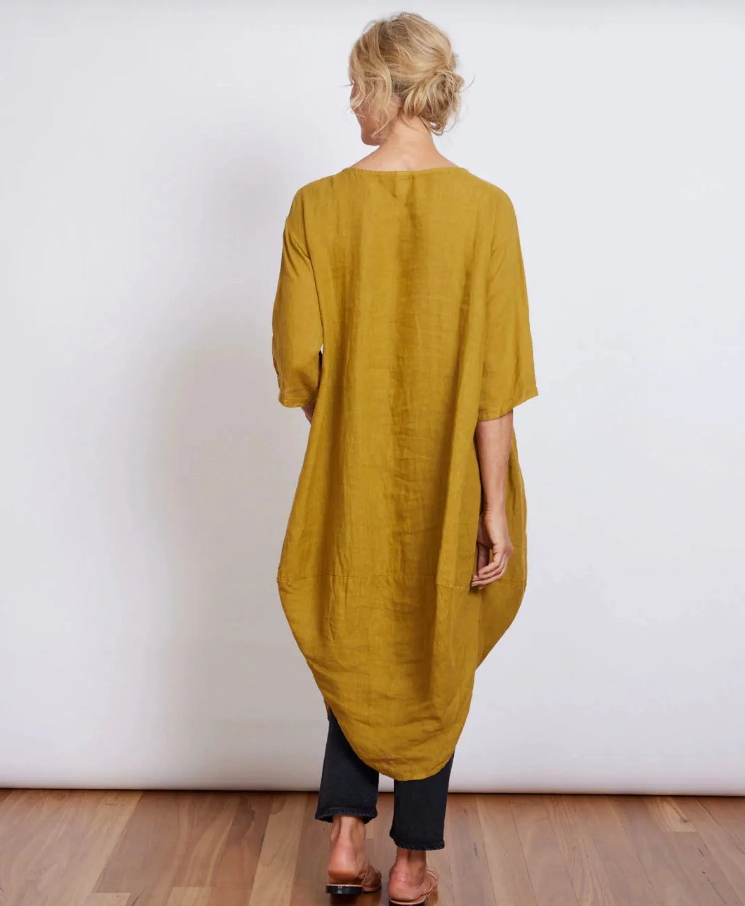 Montaigne Scallop Casual Linen Dress