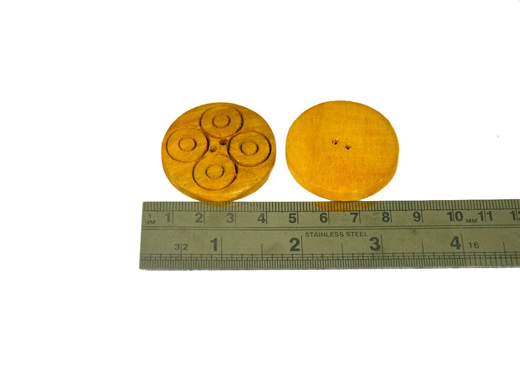 Mustard Designer Geometric 2 Hole Wooden Buttons - 60L