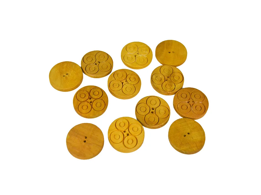 Mustard Designer Geometric 2 Hole Wooden Buttons - 60L