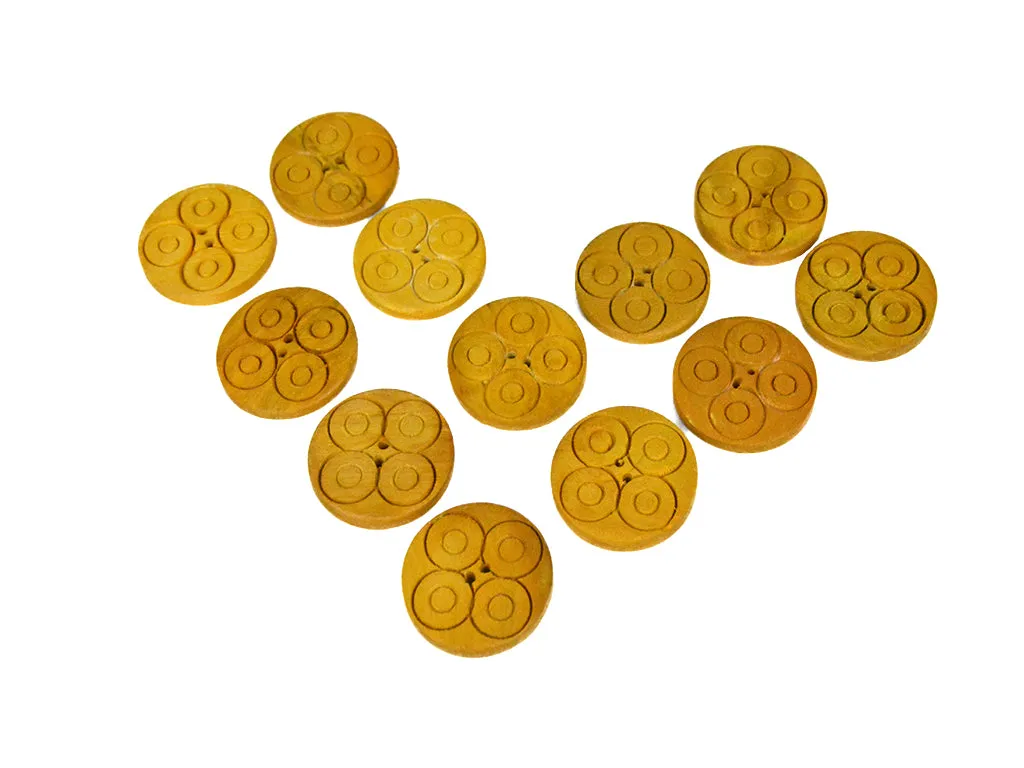 Mustard Designer Geometric 2 Hole Wooden Buttons - 60L