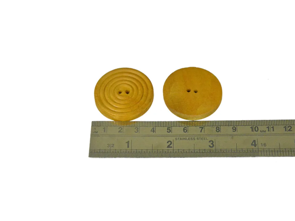 Mustard Fancy Geometric 2 Hole Wooden Buttons - 60L
