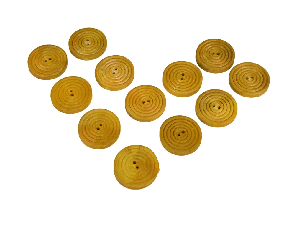 Mustard Fancy Geometric 2 Hole Wooden Buttons - 60L