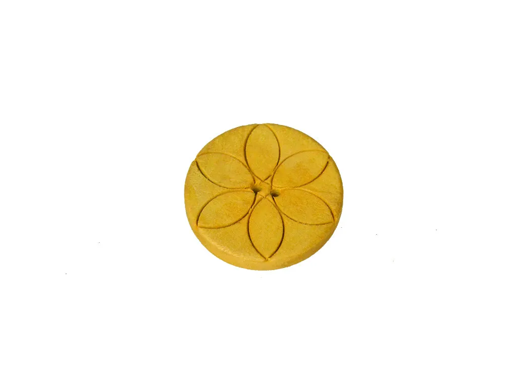 Mustard Floral 2 Hole Wooden Buttons - 60L
