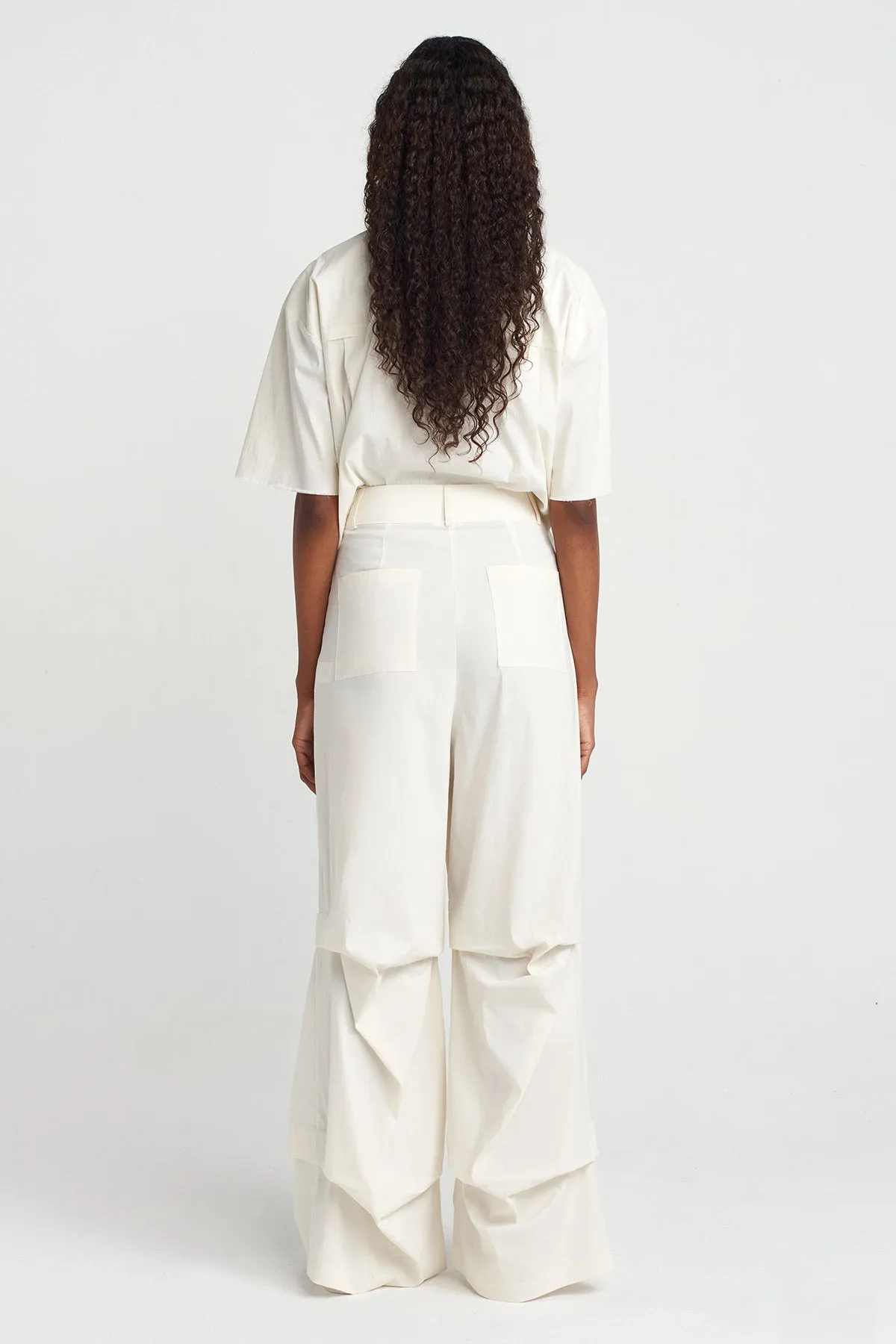 Nu Stitched Detail Poplin Trousers Ecru