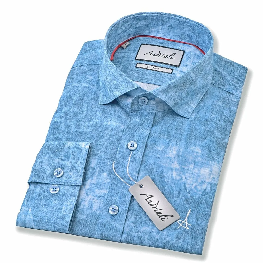 Ocean Blue Slim Fit Dress Shirt