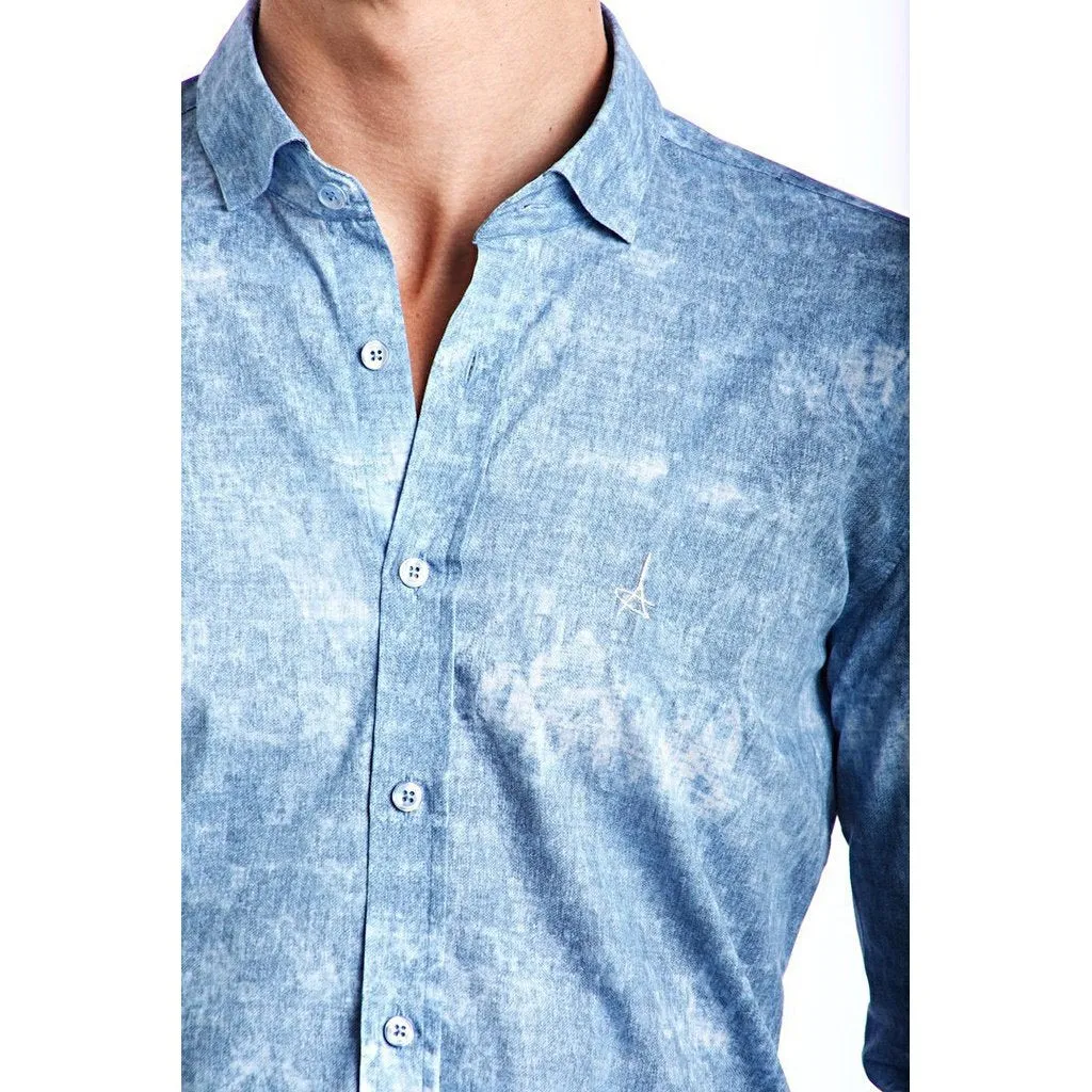 Ocean Blue Slim Fit Dress Shirt