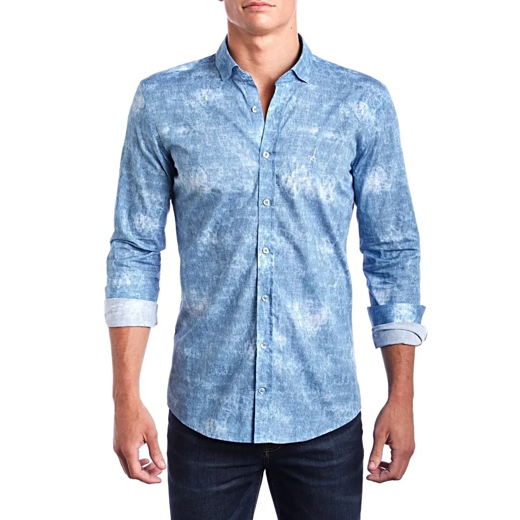 Ocean Blue Slim Fit Dress Shirt