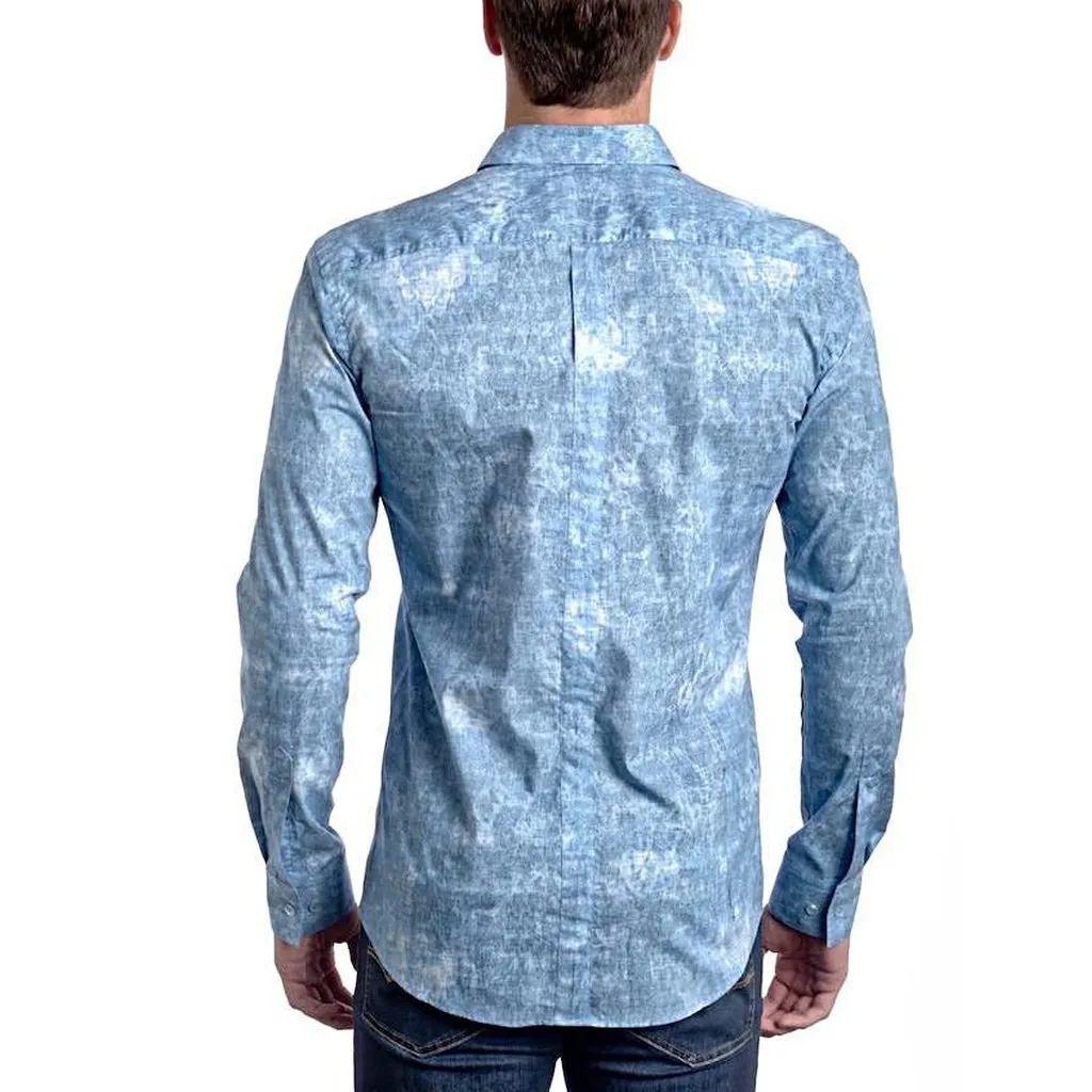 Ocean Blue Slim Fit Dress Shirt